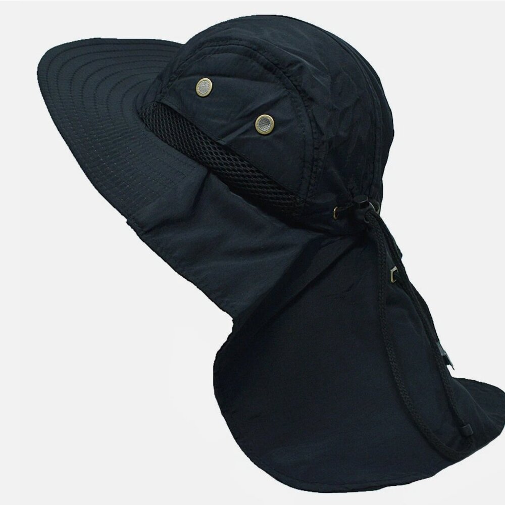 Outdoor‎ Black Sun Hat with Neck Cover
